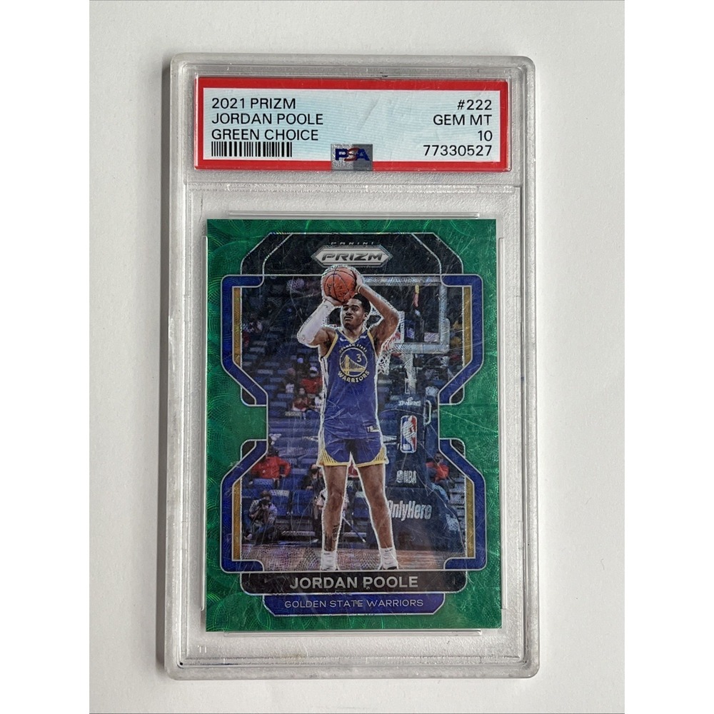2021 Panini Prizm Jordan Poole‎ Green Choice /8 PSA 10 Warriors SSP